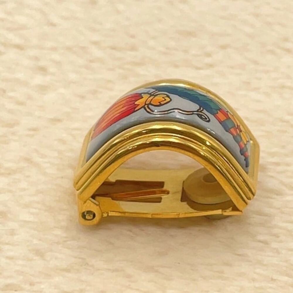 Hermes GD Enamel Earrings Perfume Bottle pattern W/Box - Picture 6 of 16